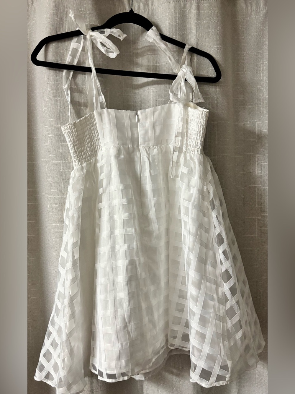 Amanda Uprichard Russo White Checkered Baby Doll Mini Dress - Picture 8 of 11